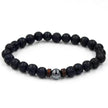 Men's Volcanic Stone Beaded Bracelet – Natural Stone & Crystal Accent