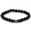 Men's Volcanic Stone Beaded Bracelet – Natural Stone & Crystal Accent