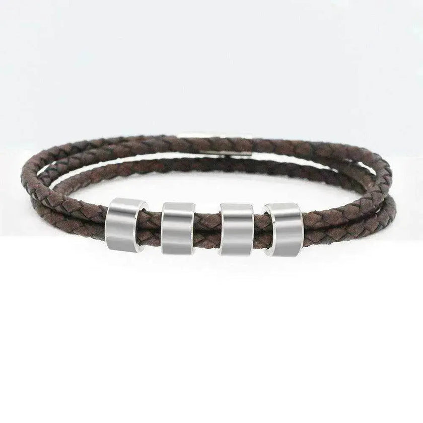 Personalized Beads Stainless steel engraved woven Hand Rope bracelet