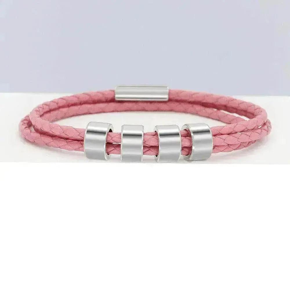 Personalized Beads Stainless steel engraved woven Hand Rope bracelet