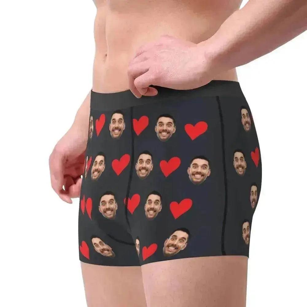 Personalized Face Photo Underwear  Custom Heart Boxer Briefs Custom Men Briefs Gift For Husband - Anniversary Gift For Dad