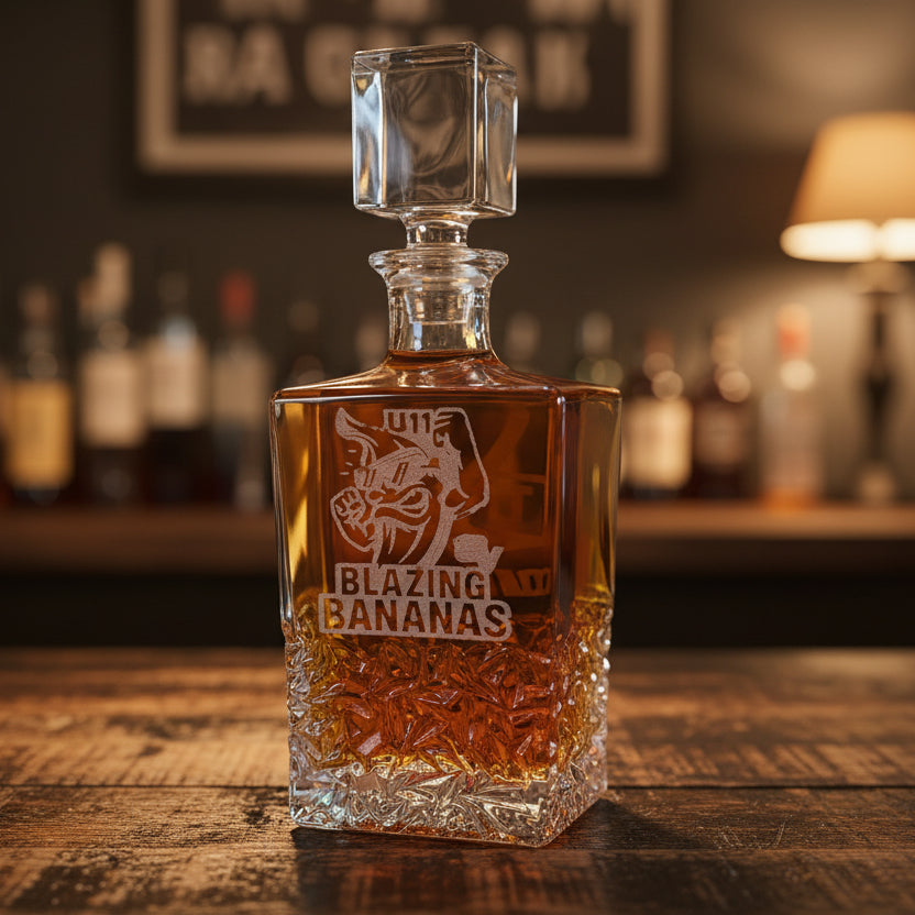 Personalized Rectangle Whiskey Decanter Set – Custom Engraved Decanter and Glasses for Men, Weddings, or Special Occasions