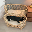 Handmade Rattan Woven Pet Bed Sofa – Boho Dog & Cat Bed | Trumpet, Circle, Square & Large