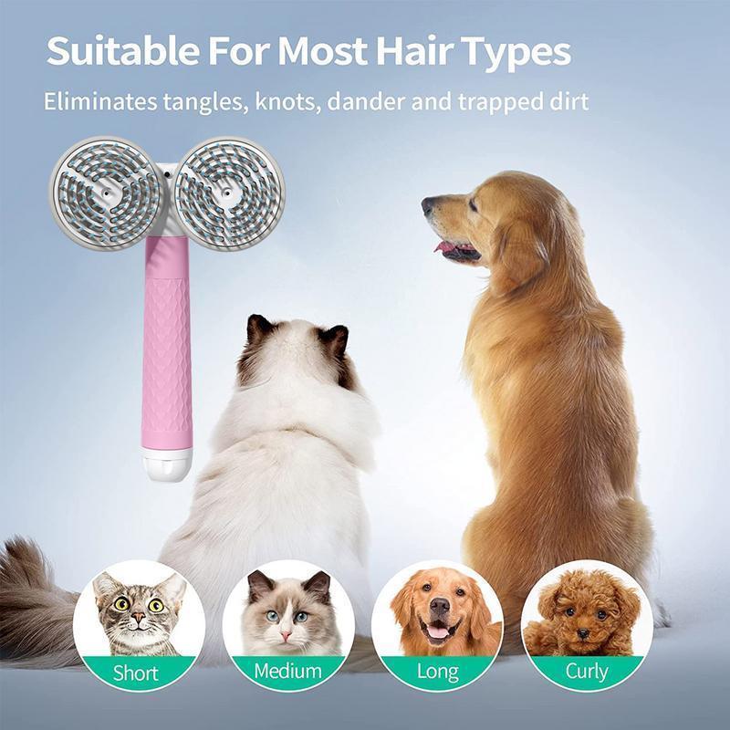 Double-Headed Negative Ion Self-Cleaning Pet Slicker Brush – Pink, Blue & Grey