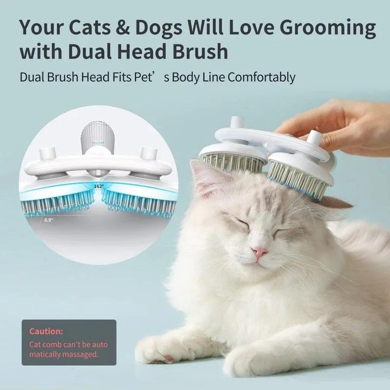 Double-Headed Negative Ion Self-Cleaning Pet Slicker Brush – Pink, Blue & Grey
