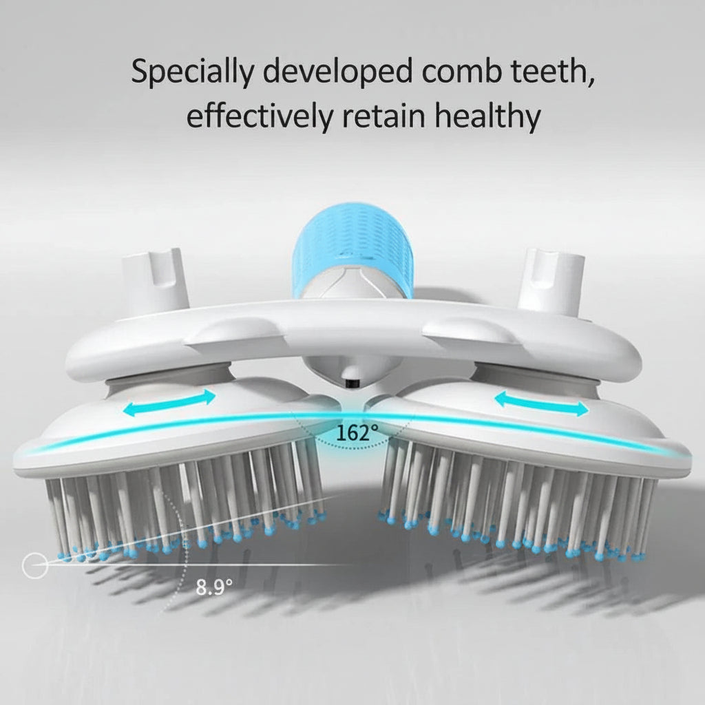 Double-Headed Negative Ion Self-Cleaning Pet Slicker Brush – Pink, Blue & Grey