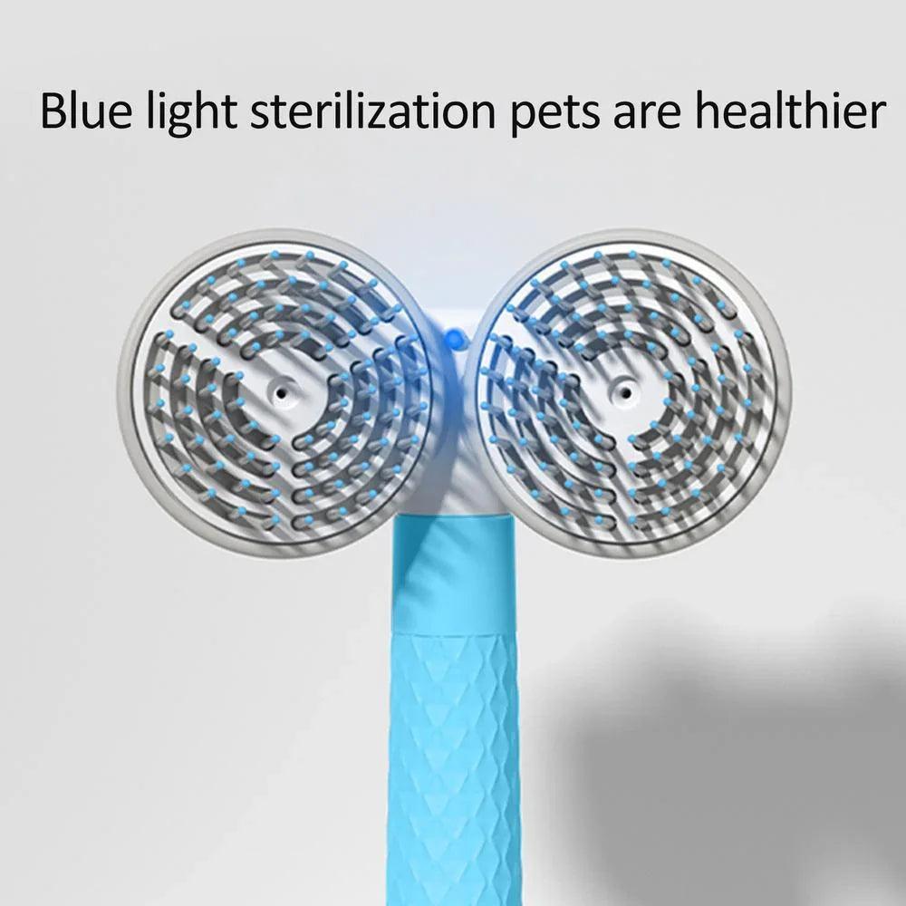 Double-Headed Negative Ion Self-Cleaning Pet Slicker Brush – Pink, Blue & Grey