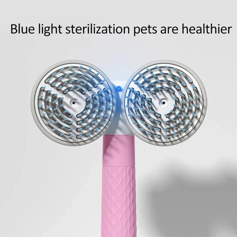 Double-Headed Negative Ion Self-Cleaning Pet Slicker Brush – Pink, Blue & Grey