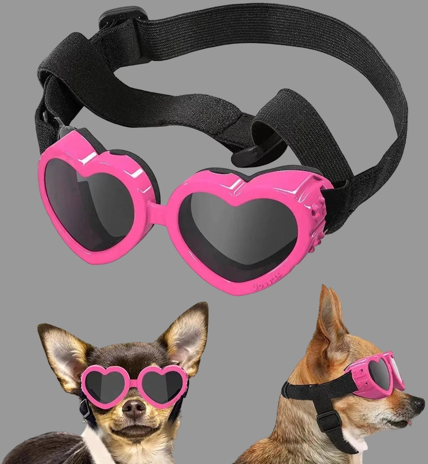 Dog Goggles Heart-Shaped Windproof Eye Protection Glasses for Small Dogs – 6 Colours