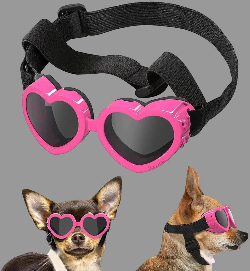 Dog Goggles Heart-Shaped Windproof Eye Protection Glasses for Small Dogs – 6 Colours