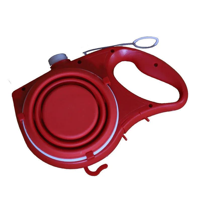 Retractable Dog Leash Set with Collapsible Water Bowl & Rope Toy – Red, Blue, Black