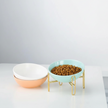 Elevated Pet Bowl with Shelf – Adjustable Cat & Dog Feeder (Blue, Orange, White | S/M)