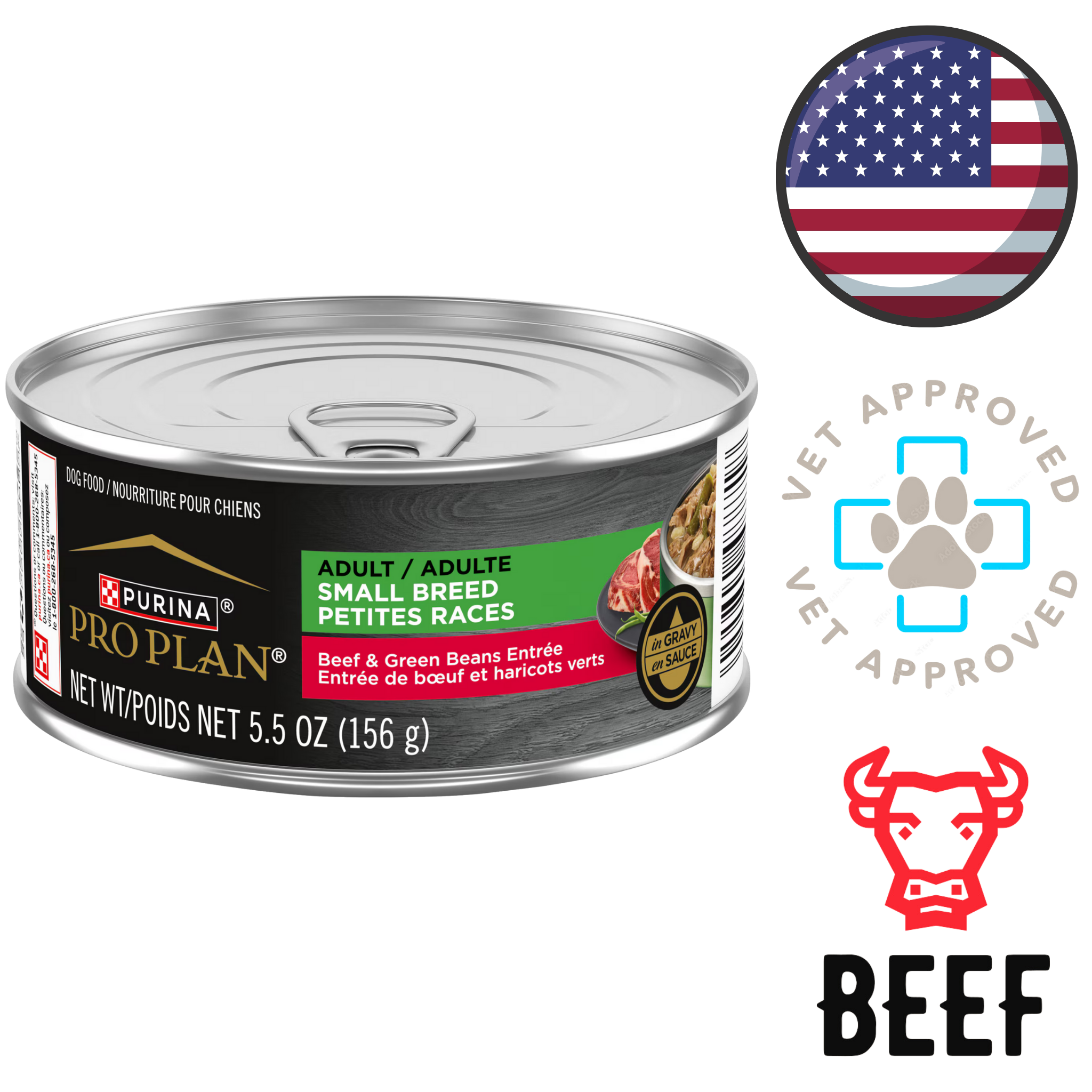 Purina - Pro Plan Small Breed Beef & Green Beans In Gravy Canned Dog Food