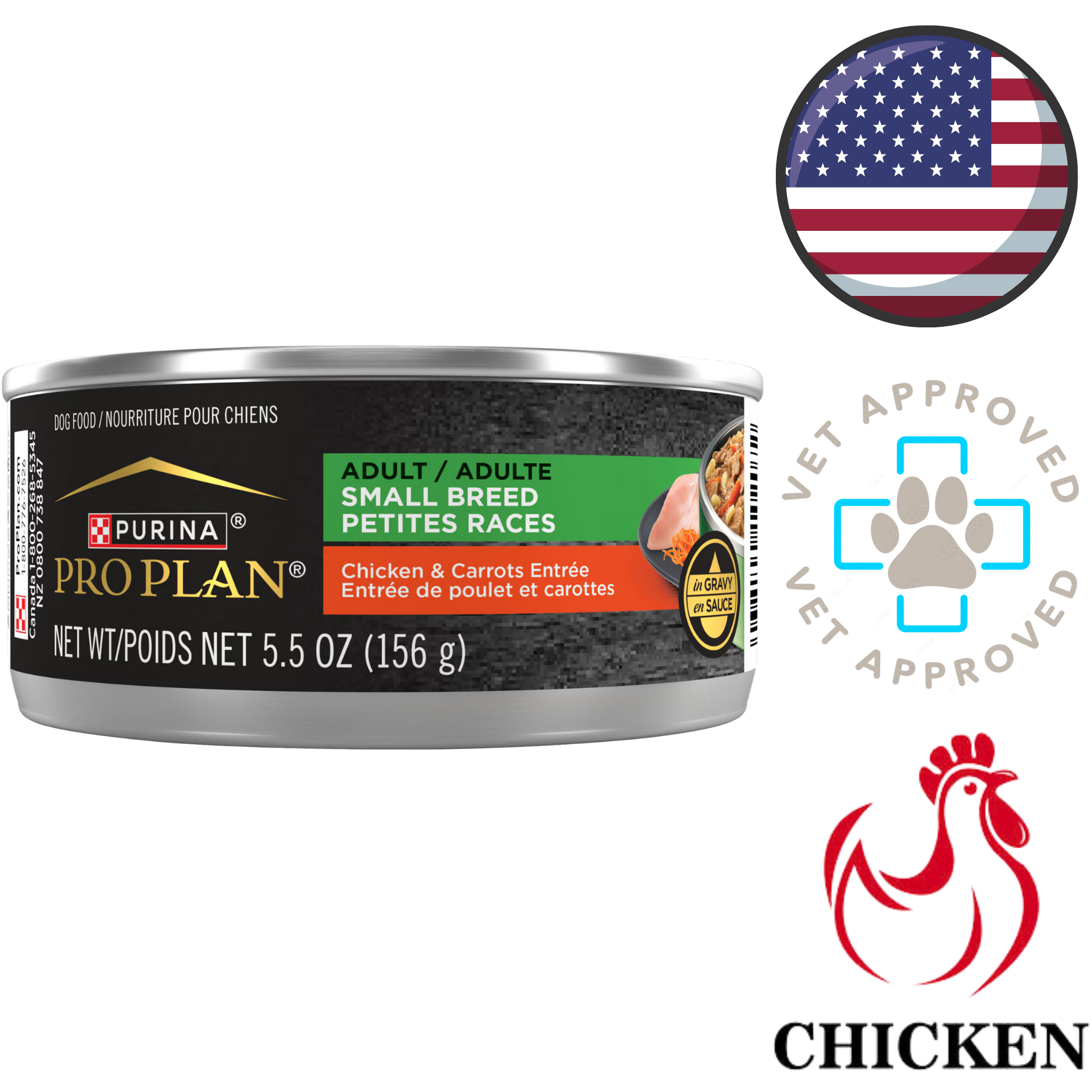 Purina - Pro Plan Small Breed Chicken & Carrots In Gravy Canned Dog Food