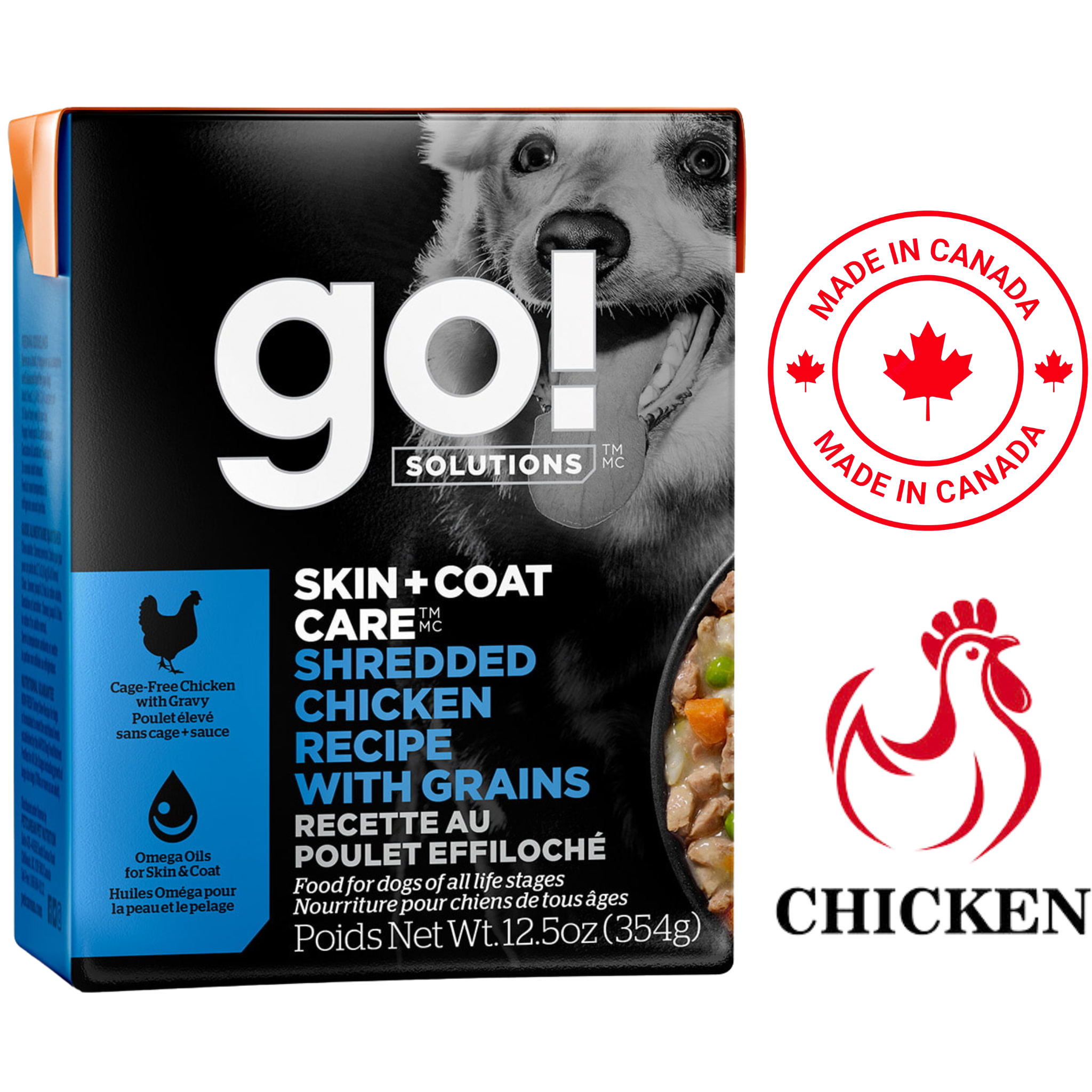 Go! Solutions - Skin + Coat Care Shredded Chicken Wet Dog Food