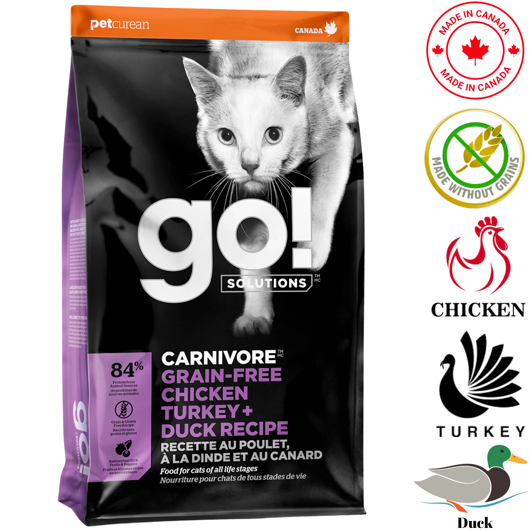 Go! Solutions - Carnivore Grain Free Chicken, Turkey + Duck Dry Cat Food