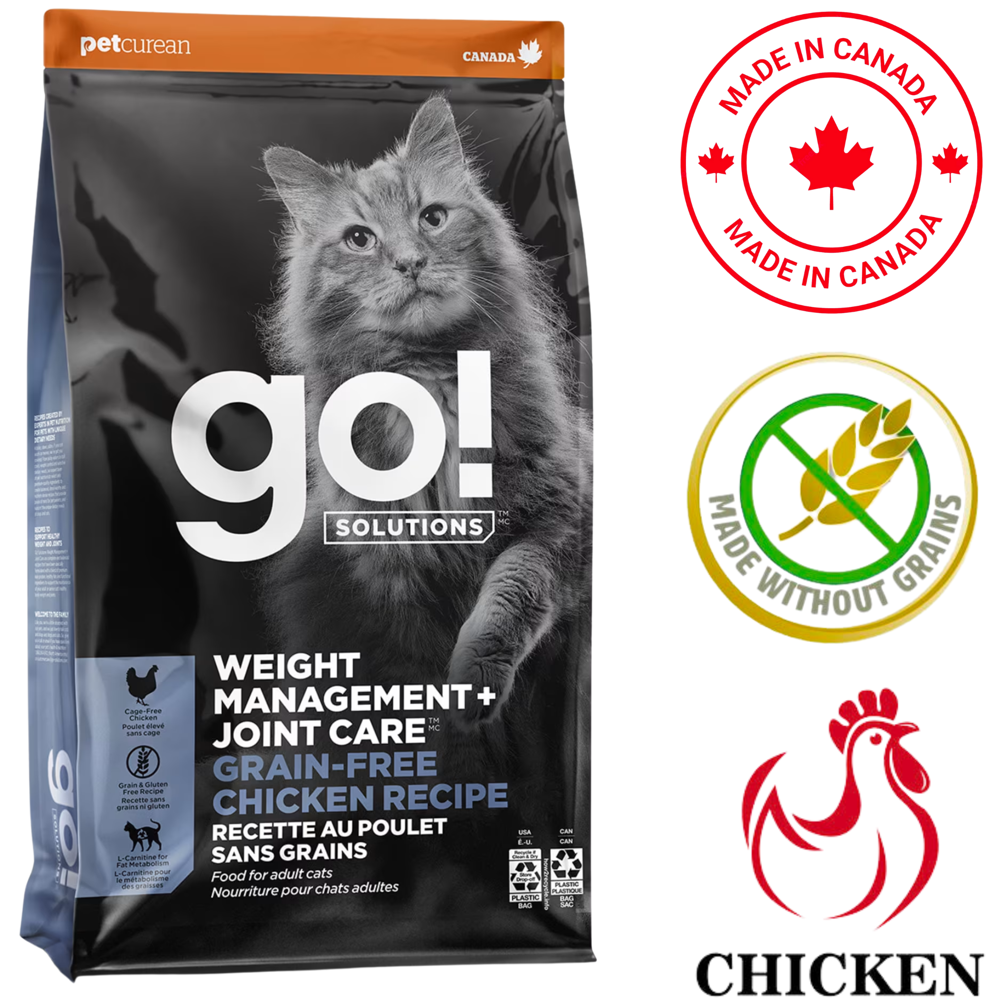 Go! Solutions - Weight Management + Joint Care Grain Free Chicken Dry Cat Food