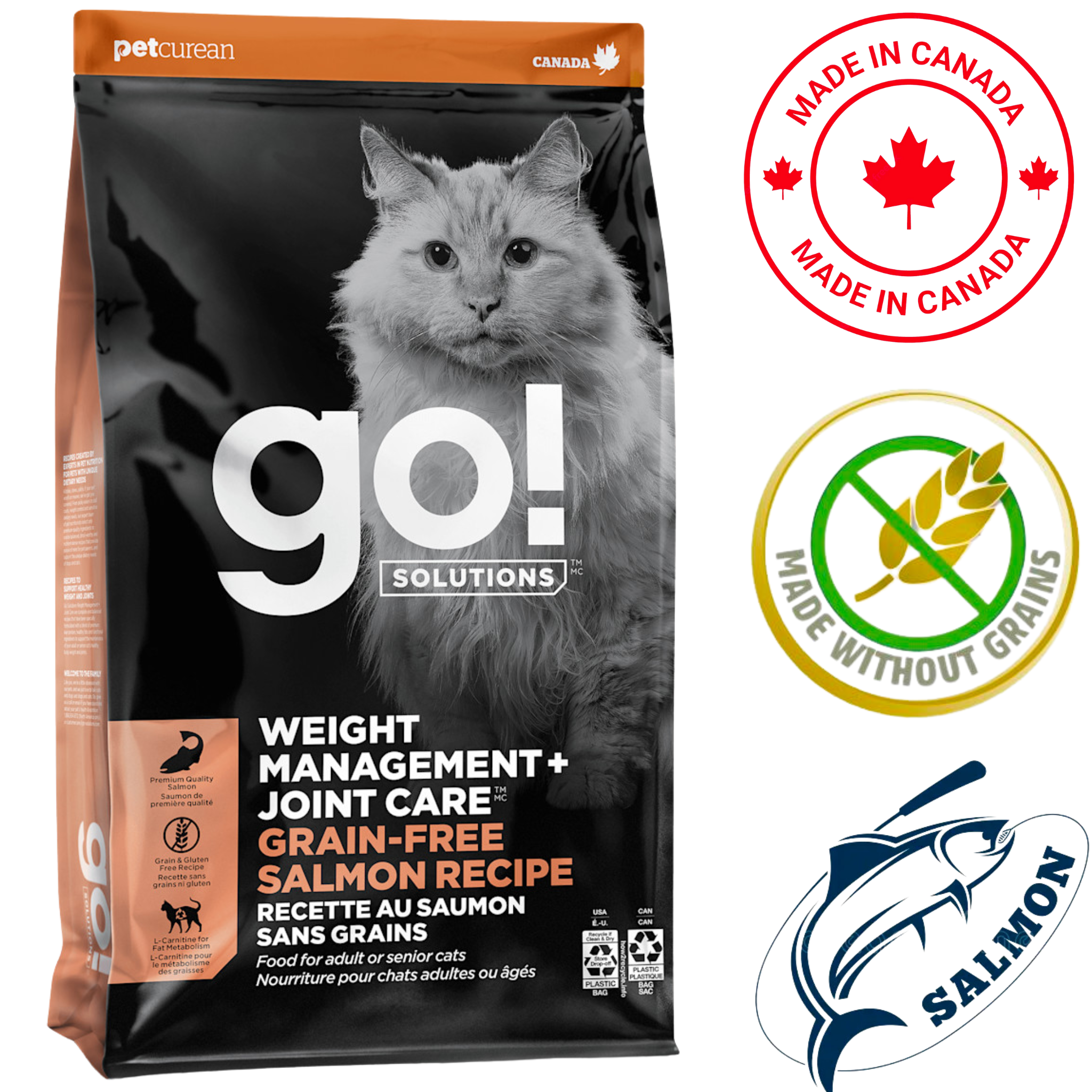 Go! Solutions - Weight Management + Joint Care Grain Free Salmon Dry Cat Food