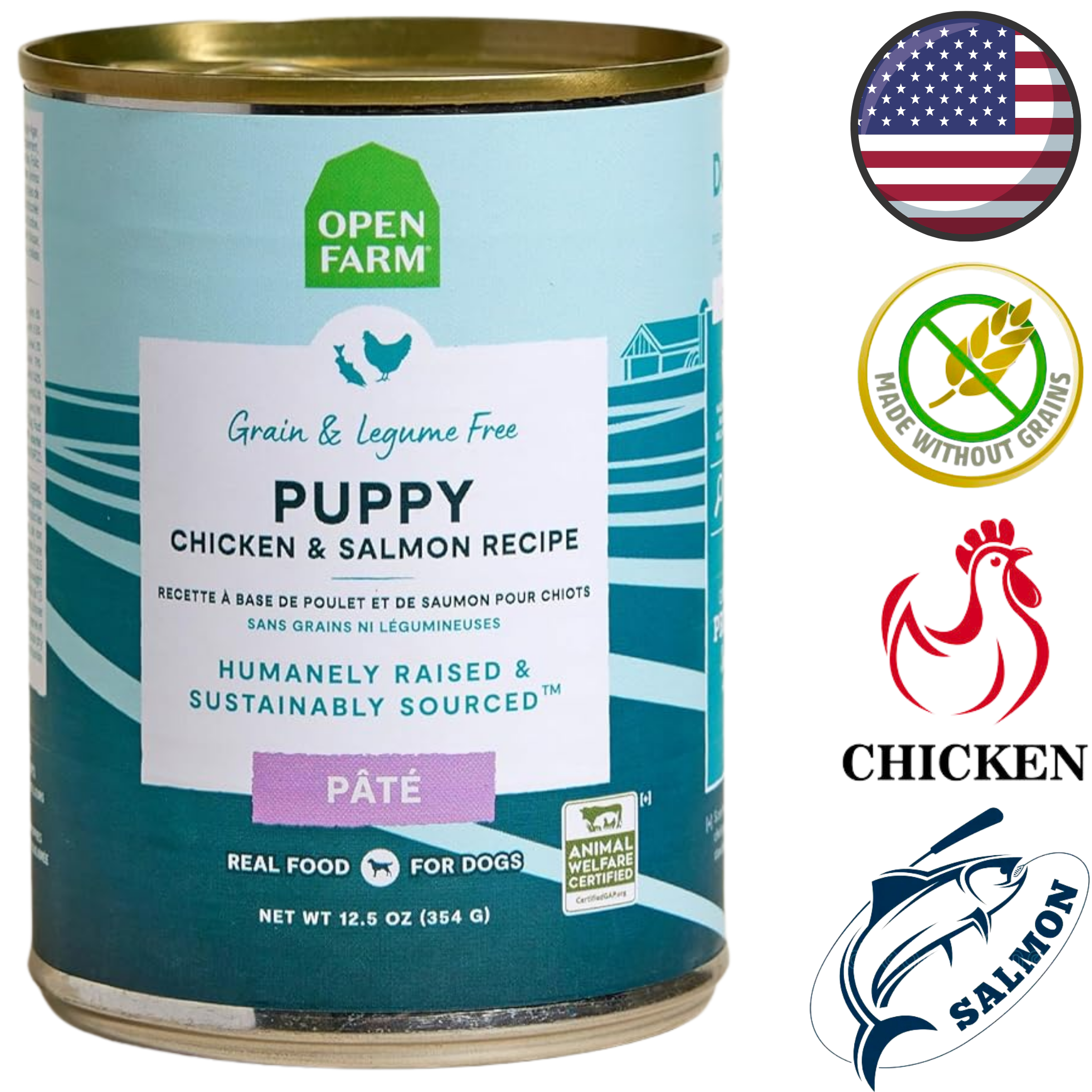 Open Farm - Grain Free Chicken & Salmon Puppy Pate Canned Dog Food