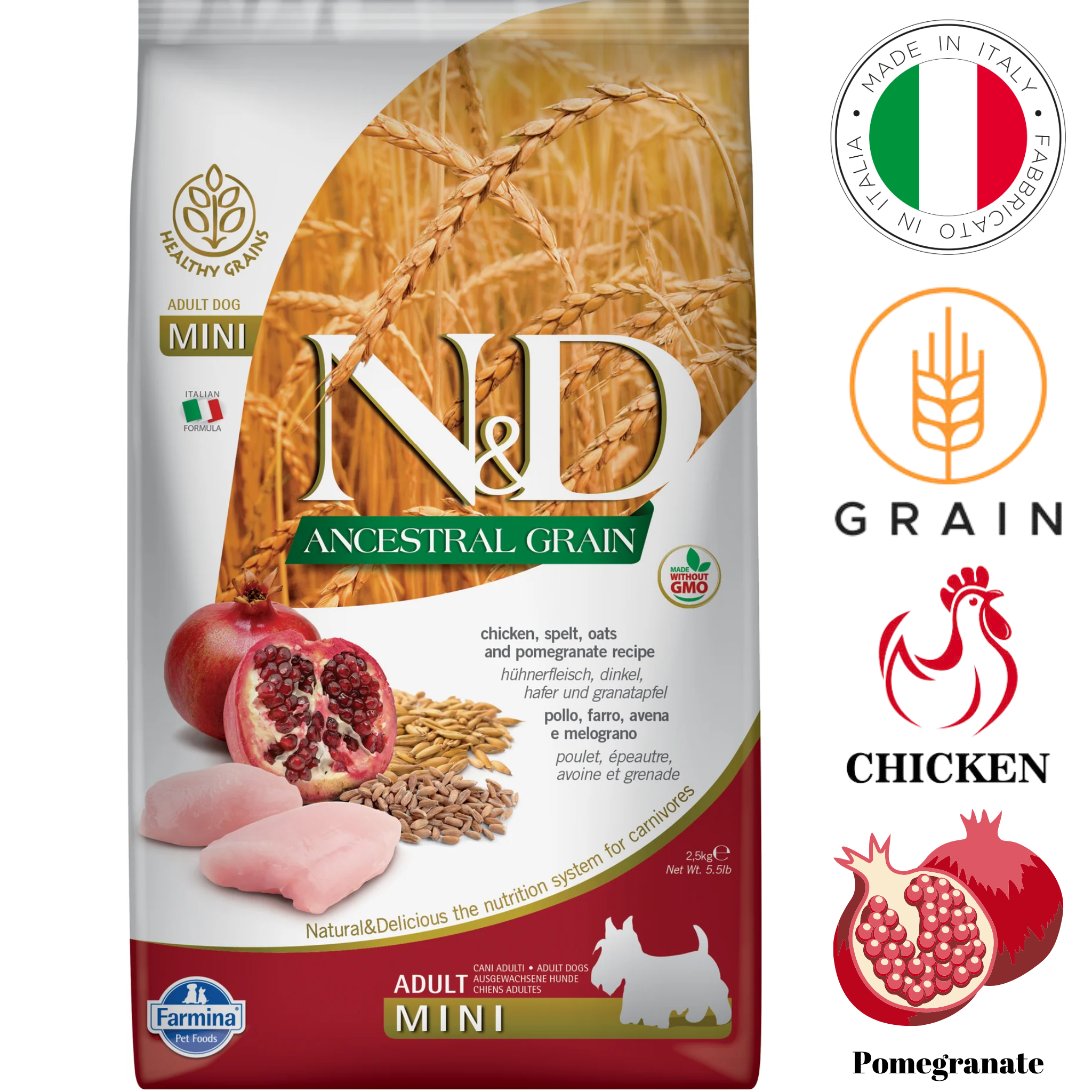 Farmina - Ancestral Grain Chicken & Pomegranate Adult Mini Dry Dog Food