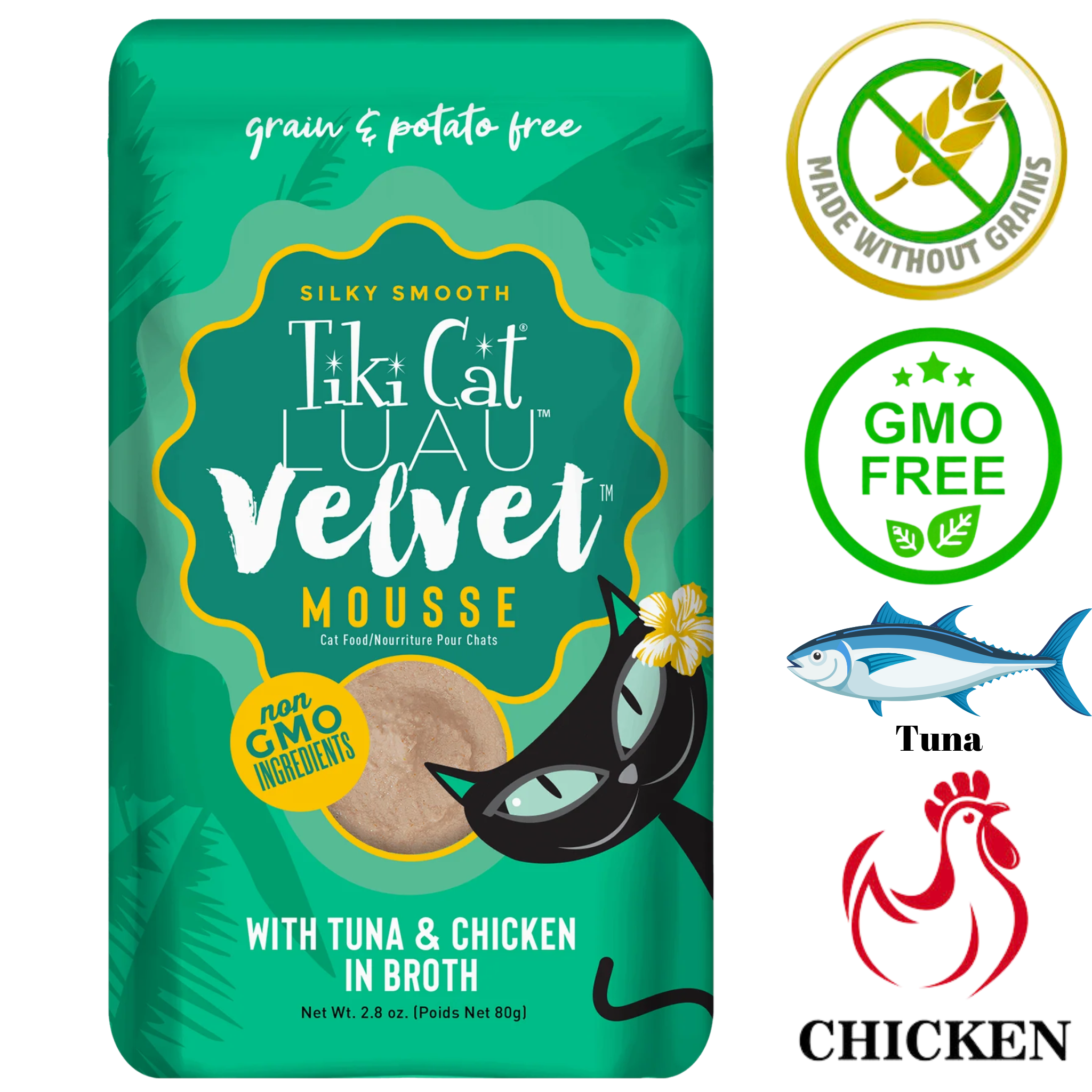 Tiki Cat - Luau Velvet Mousse Tuna & Chicken In Broth Wet Cat Food Pouch