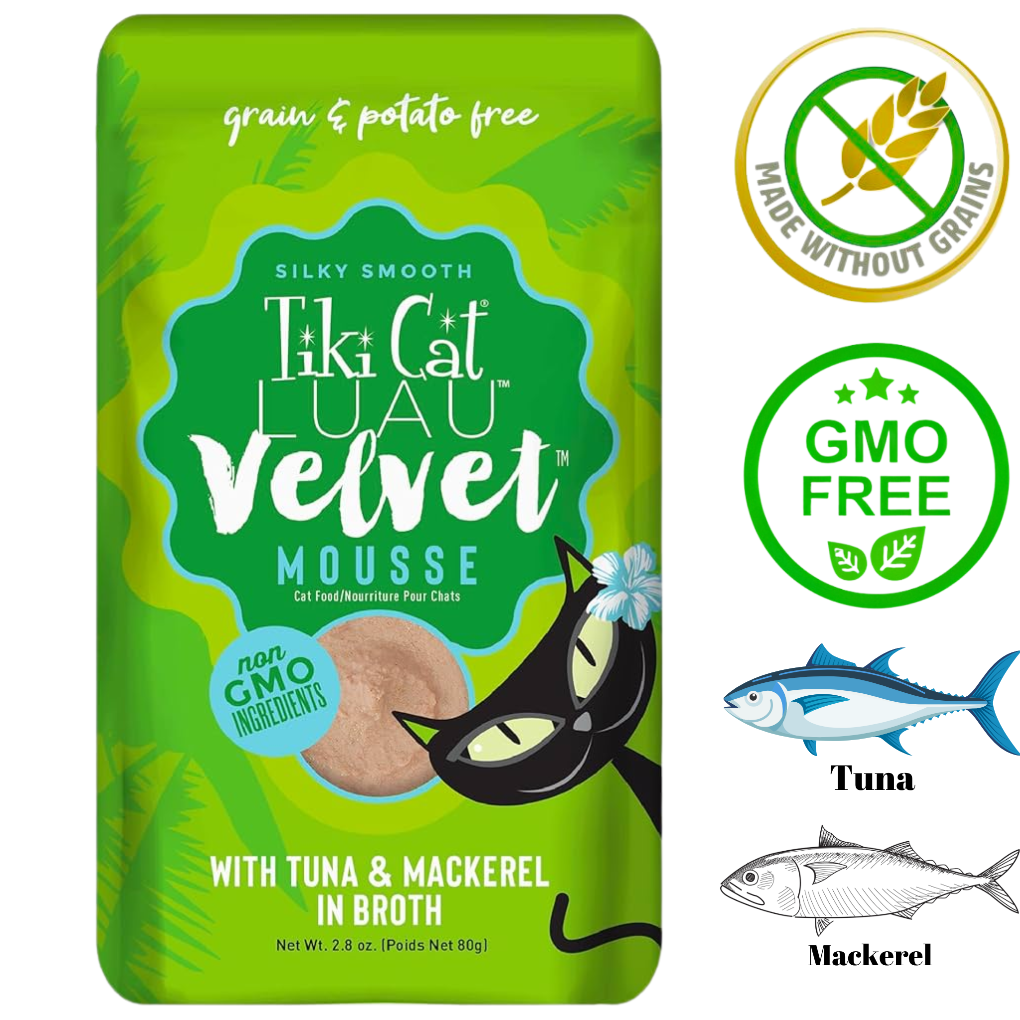 Tiki Cat - Luau Velvet Mousse Tuna & Mackerel In Broth Wet Cat Food Pouch