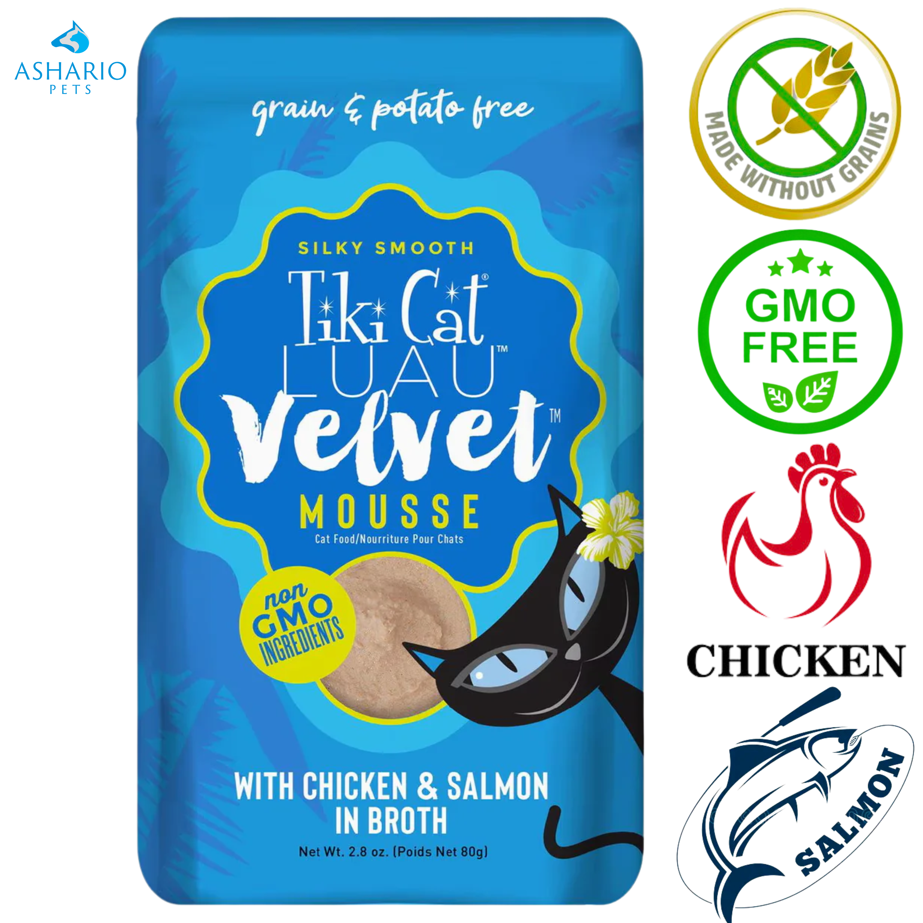 Tiki Cat - Luau Velvet Mousse Chicken & Salmon In Broth Wet Cat Food Pouch