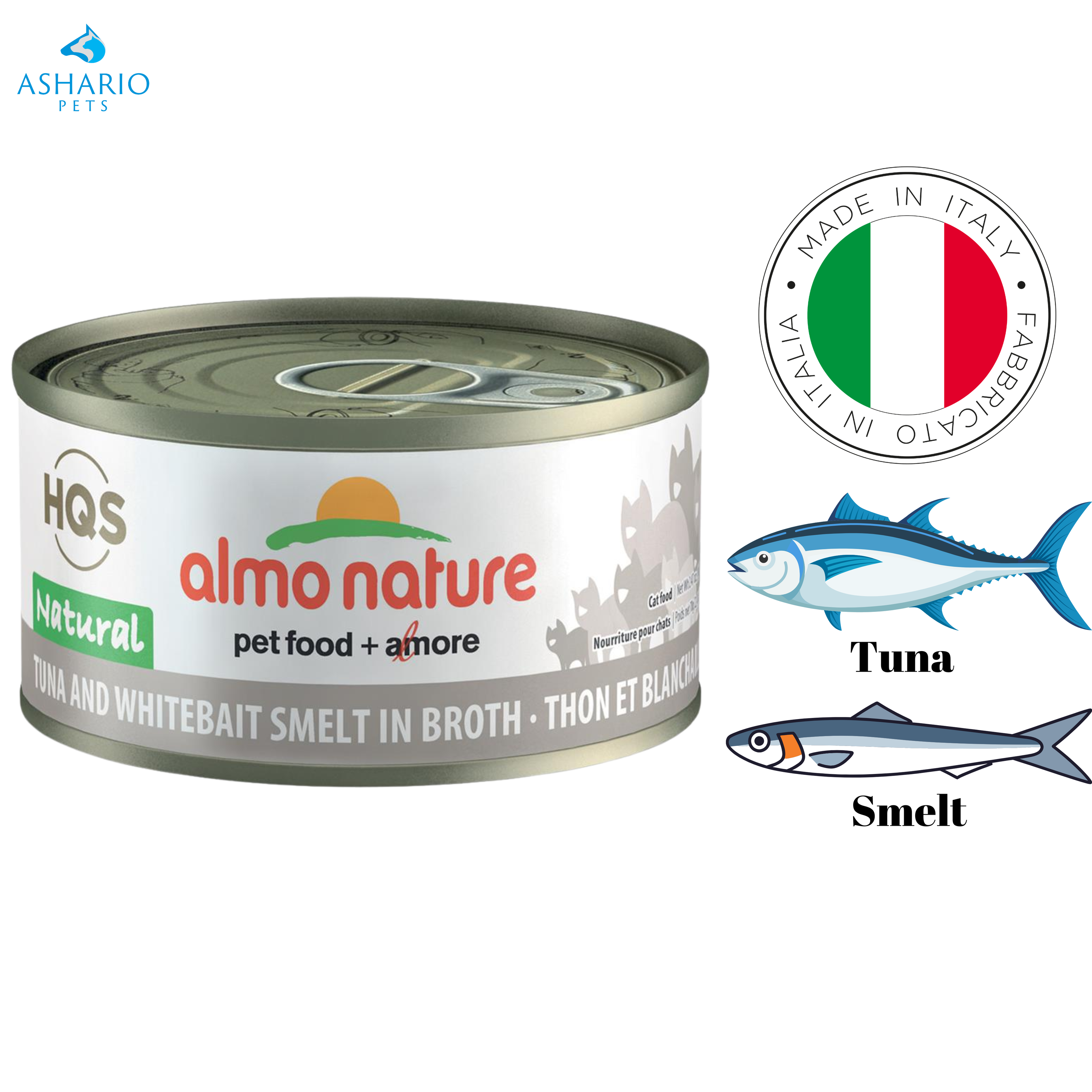 Almo Nature - Tuna & Whitebait Smelt In Broth Canned Cat Food