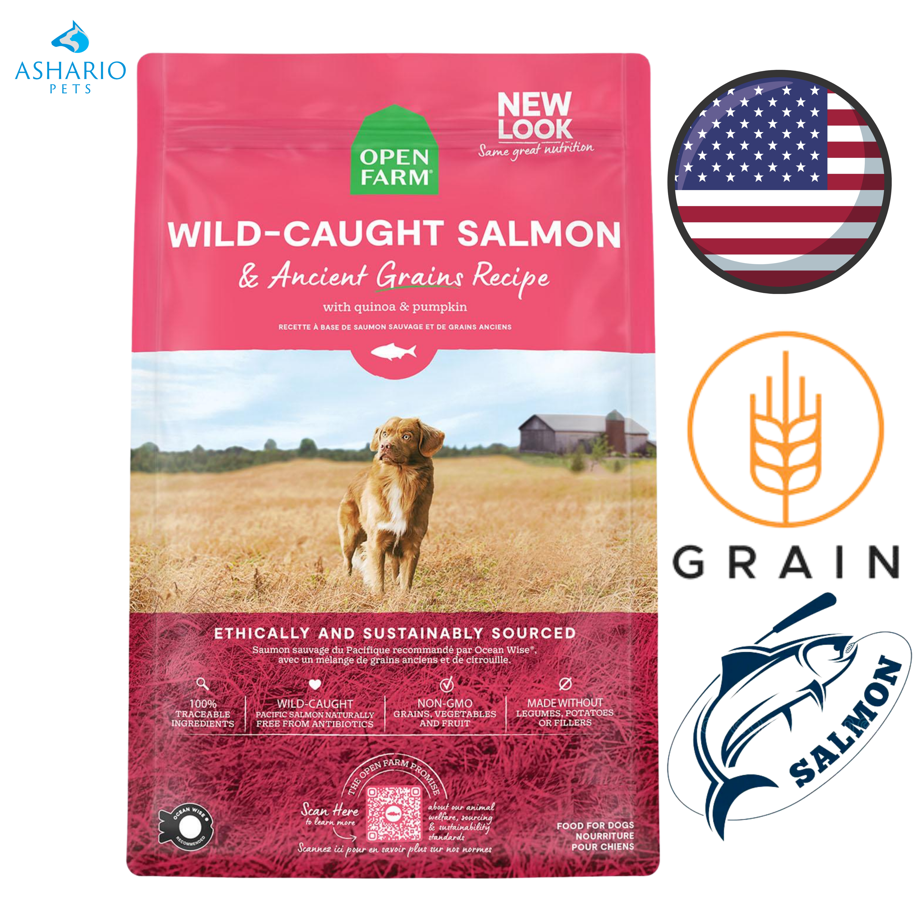 Open Farm - Wild Caught Salmon & Ancient Grains Dry Dog Food