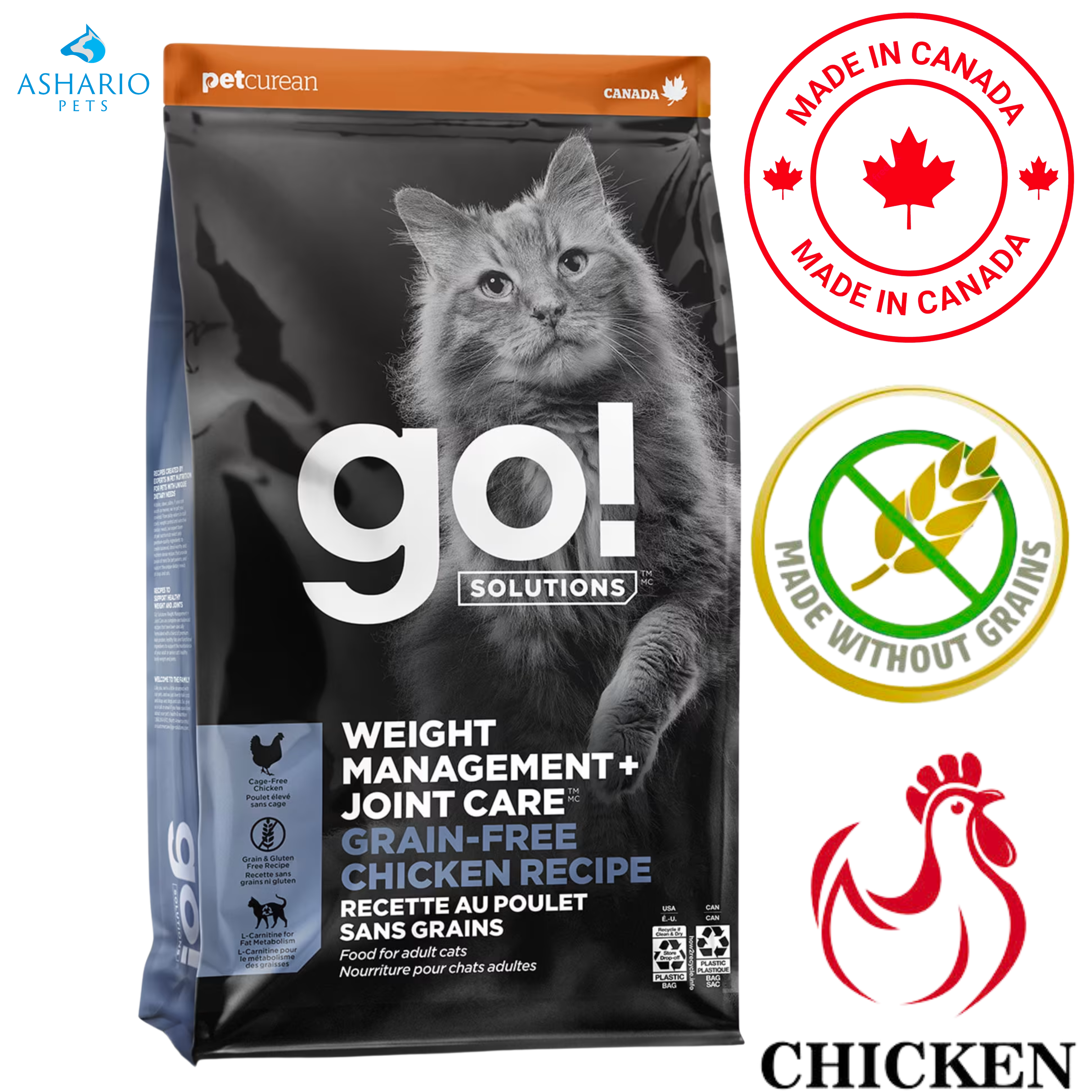 Go! Solutions - Weight Management + Joint Care Grain Free Chicken Dry Cat Food