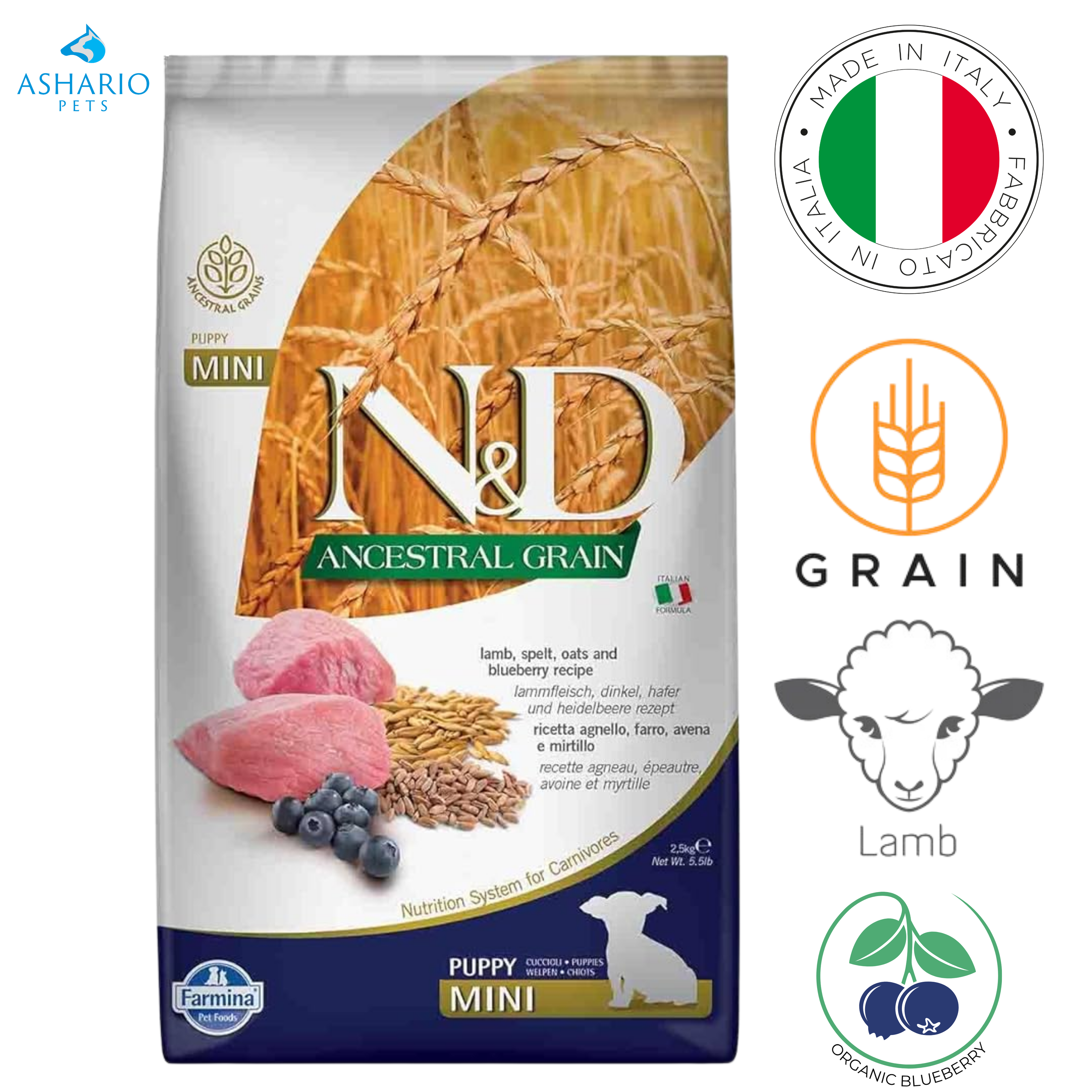 Farmina - Ancestral Grain Lamb & Blueberry Mini Puppy Dry Dog Food