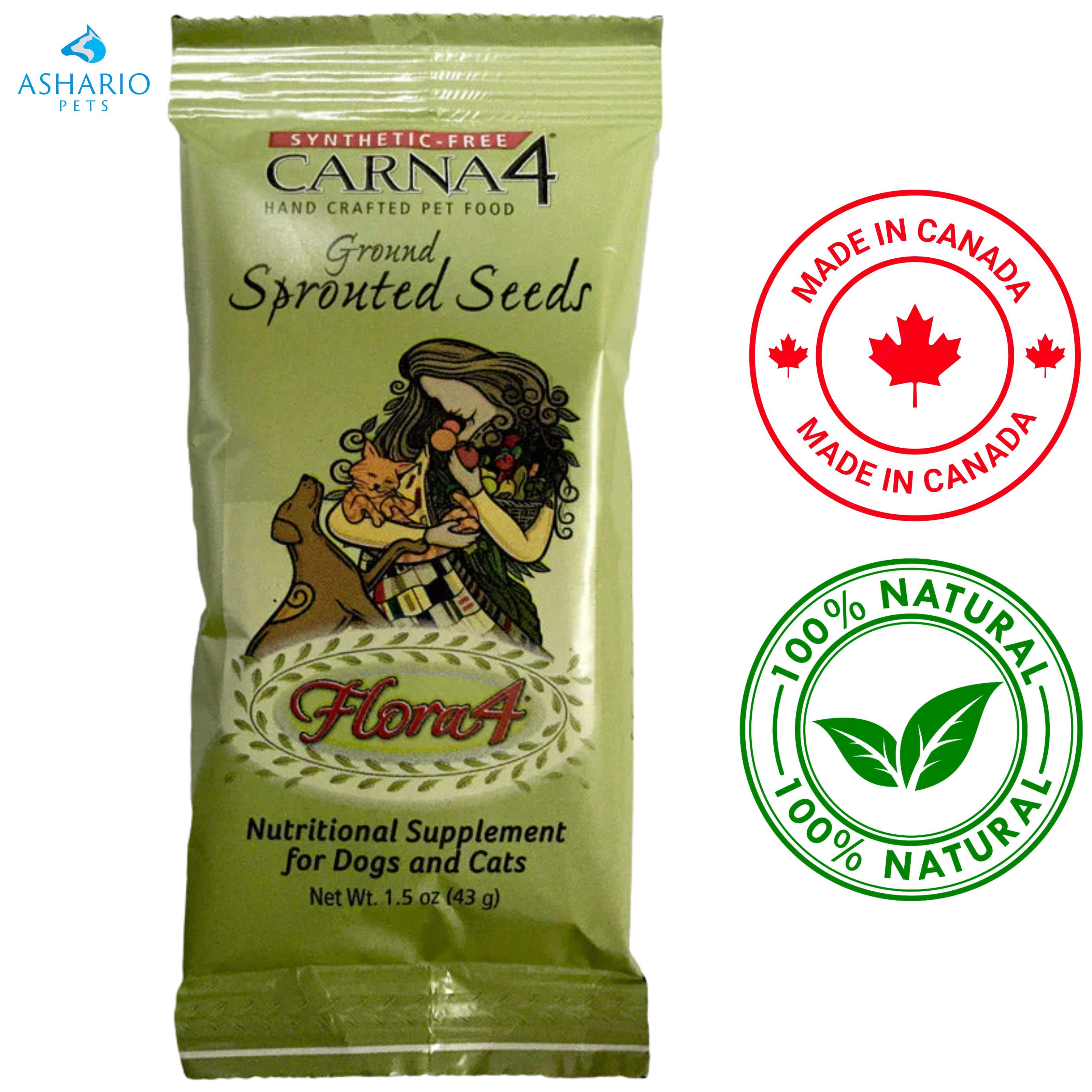 Carna4 - Flora4 Ground Sprouted Seeds Dog & Cat Food Topper