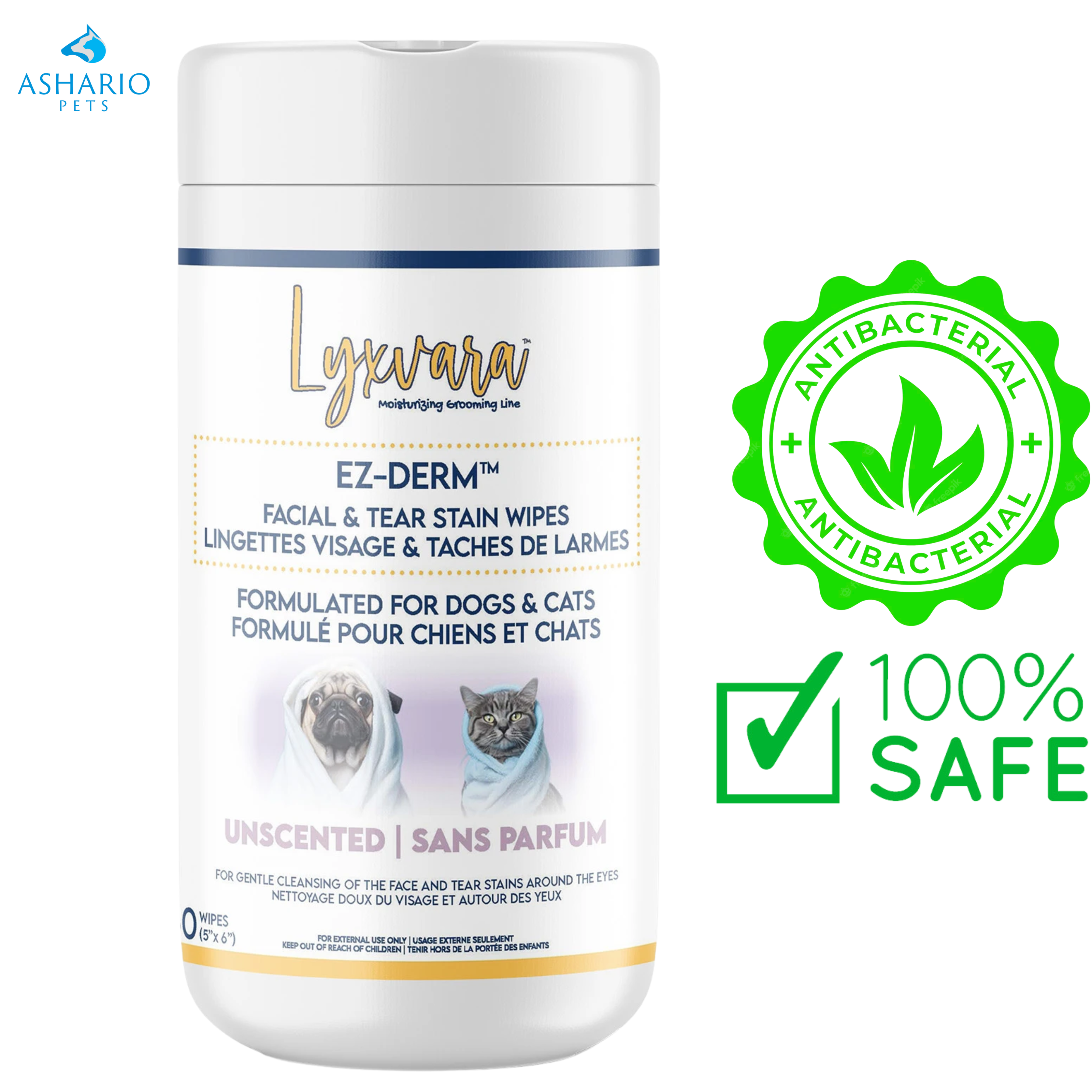 SWEDERMA - LYXVARA Moisturizing EZ-Derm Facial & Tear Stain Wipes