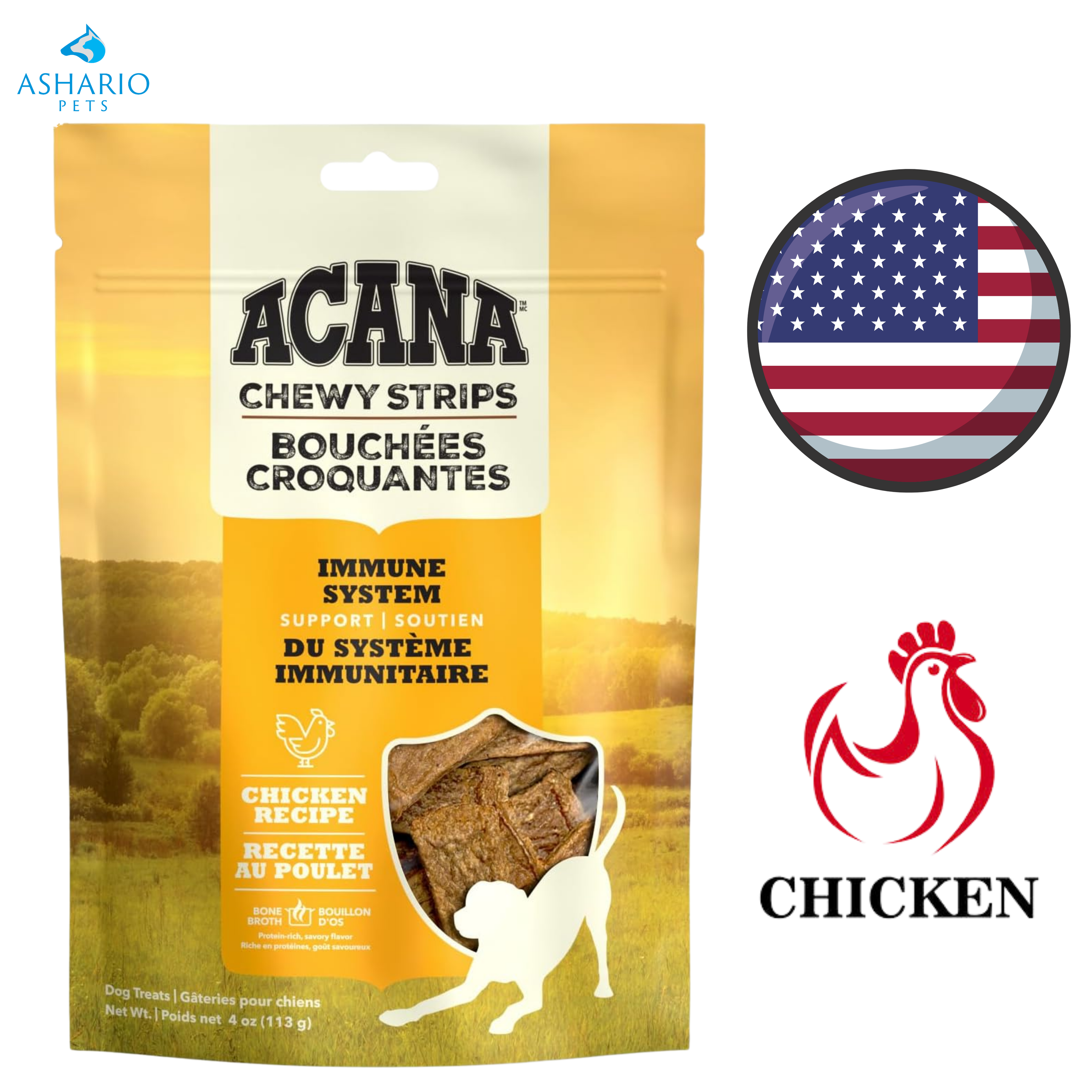 Acana - Chewy Strips Immune System Support Chicken Dog Treats