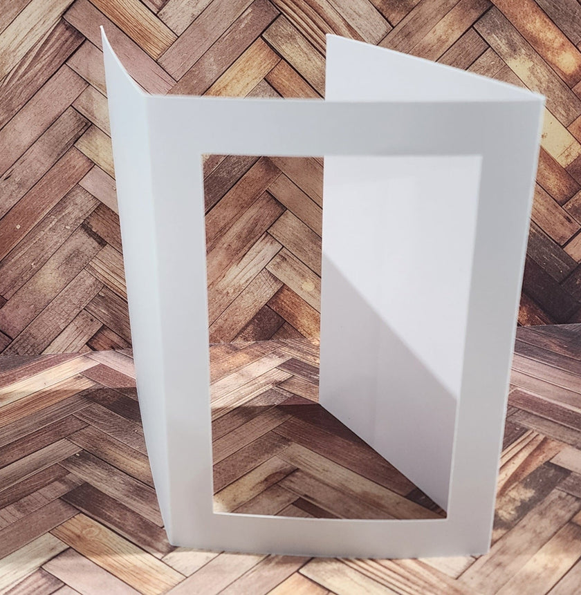 Rectangle Window Tri Fold White Card Bases - 4.25 x 5.5