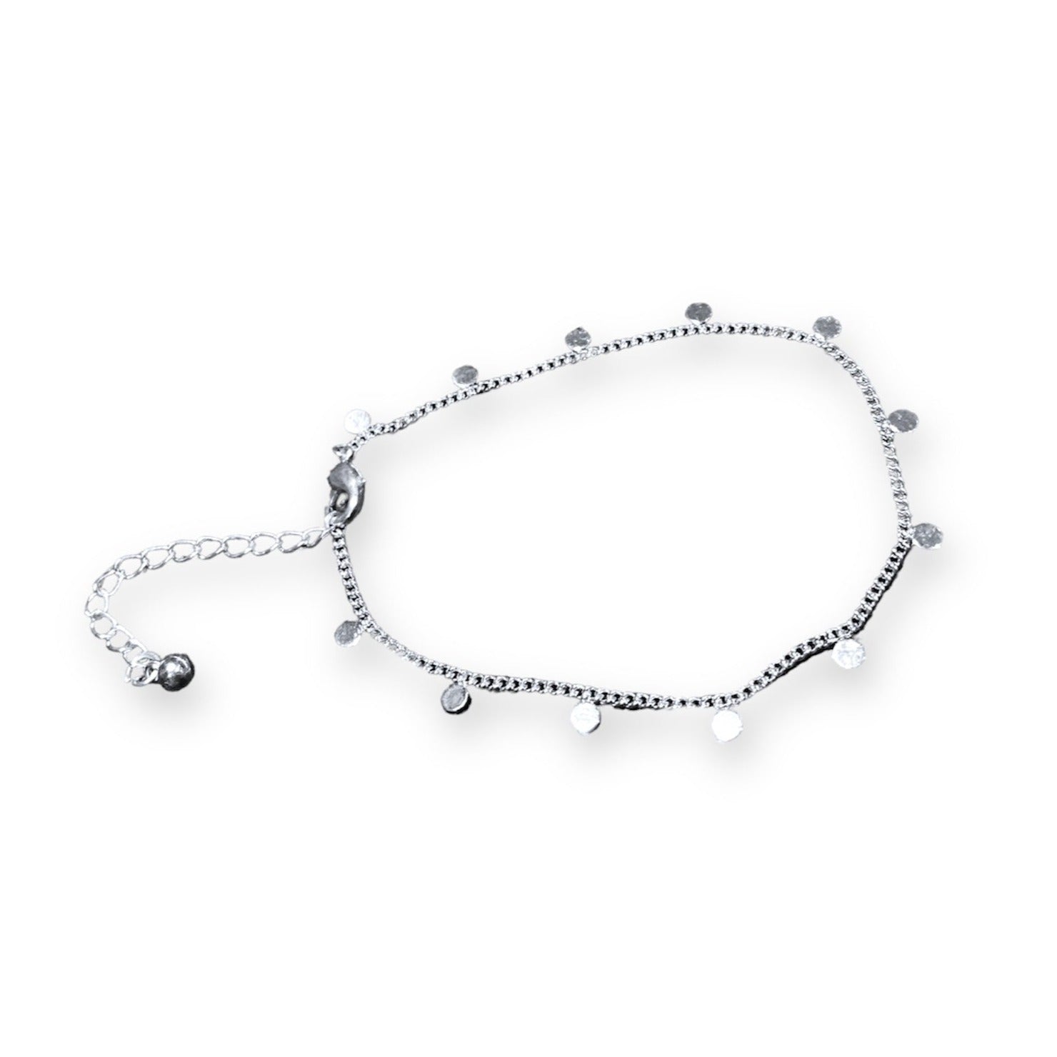 Delicate Disc & Chain Bracelet In Silver Plate