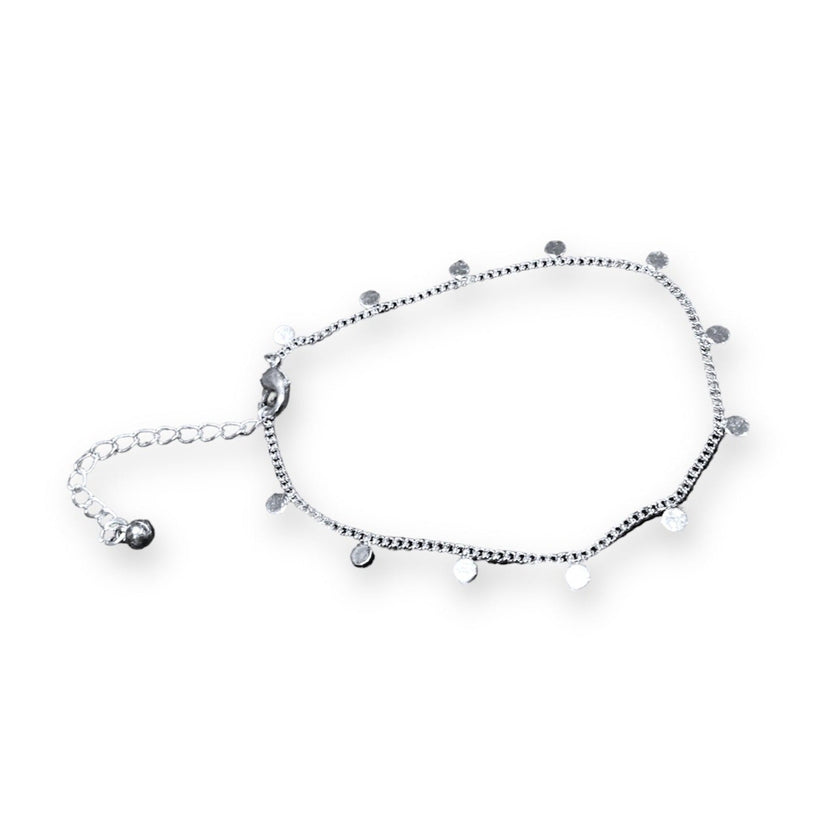 Delicate Disc & Chain Bracelet In Silver Plate