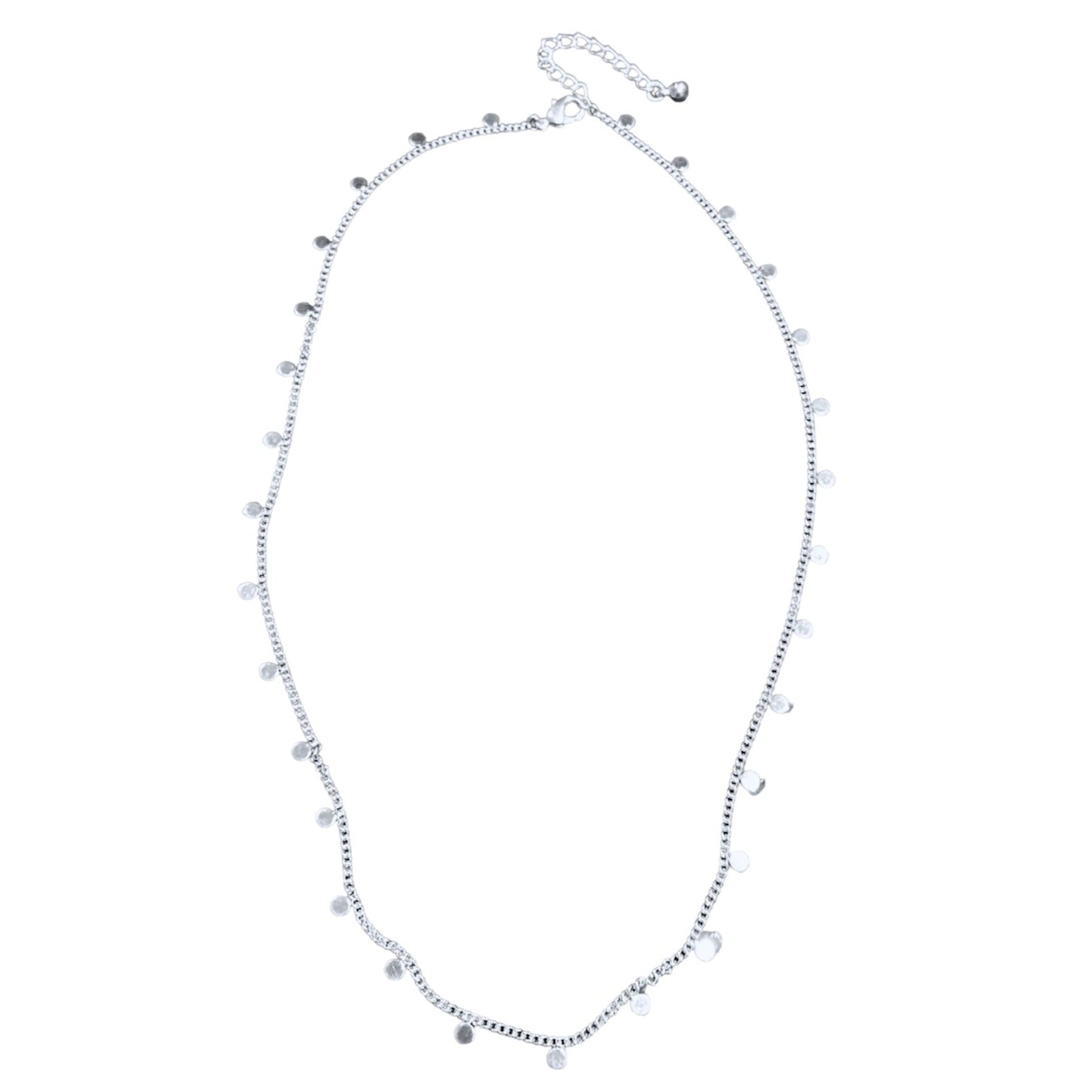 Delicate Disc & Chain Necklace In Silver Plate