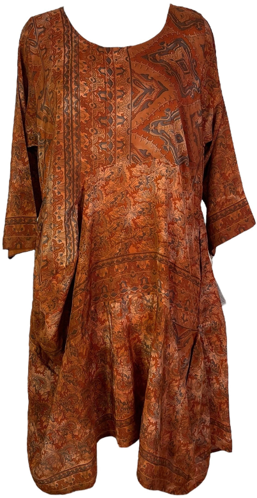 PRC7158 Avatar Pure Silk Sculptural Long Tunic Dress