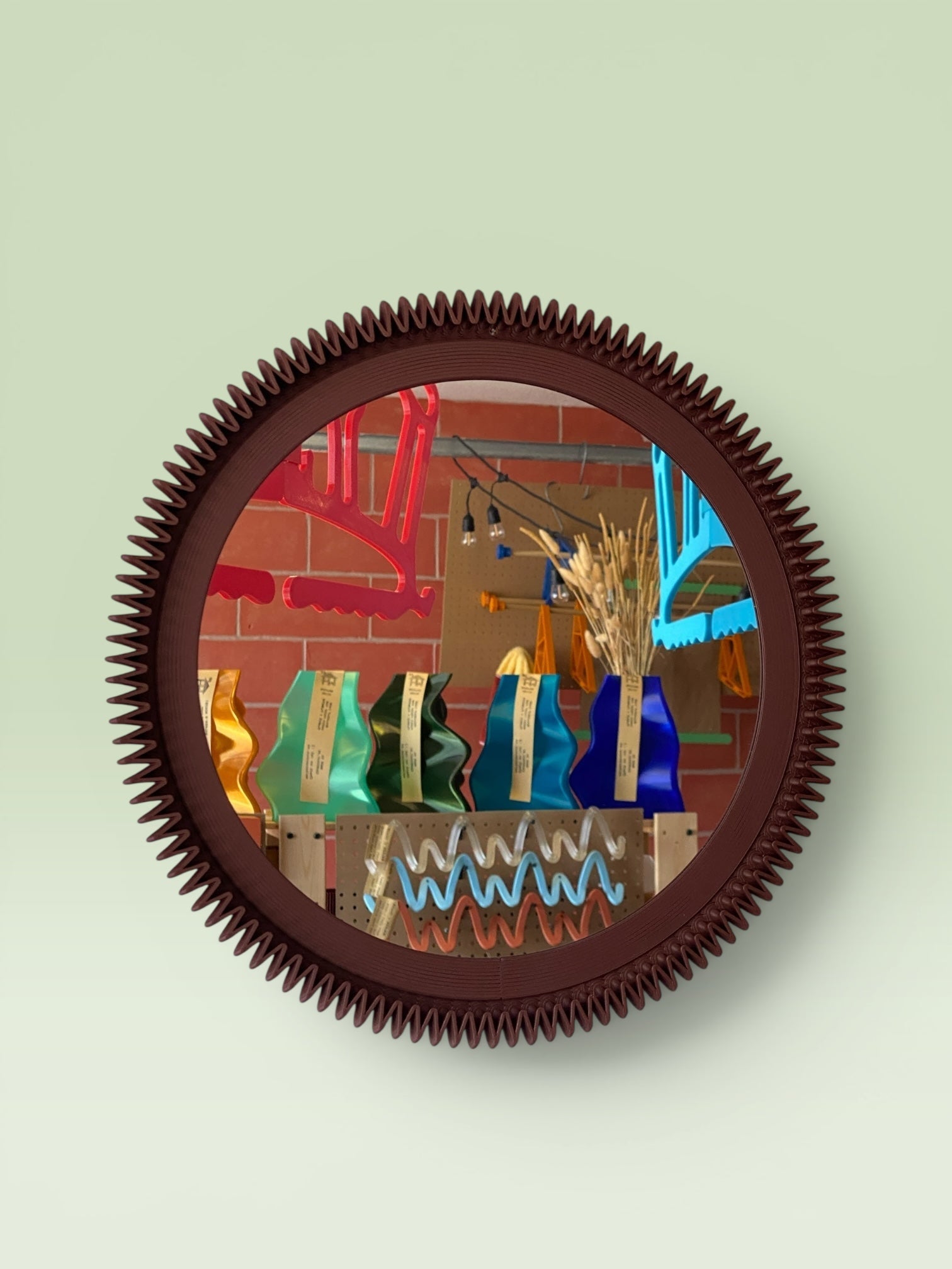 Zig-Zag Round Wall Mirror