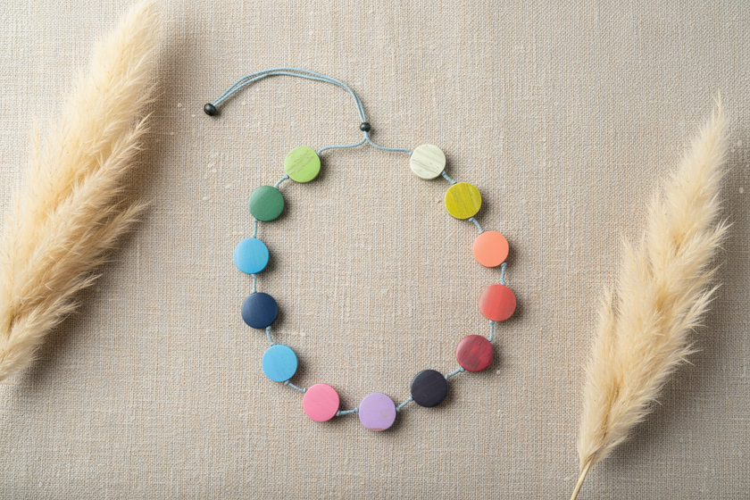 Short Wooden Rainbow Necklace