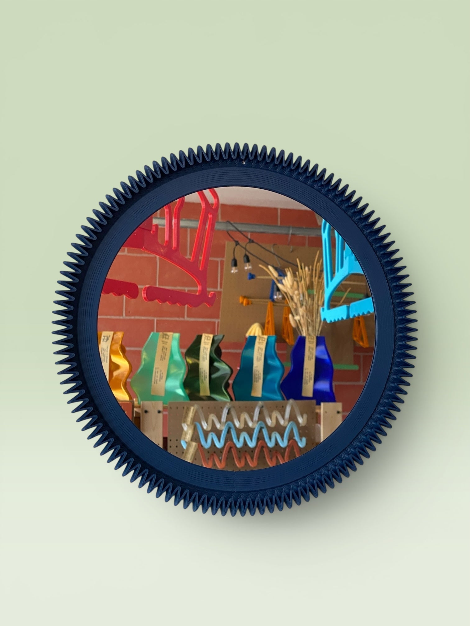 Zig-Zag Round Wall Mirror