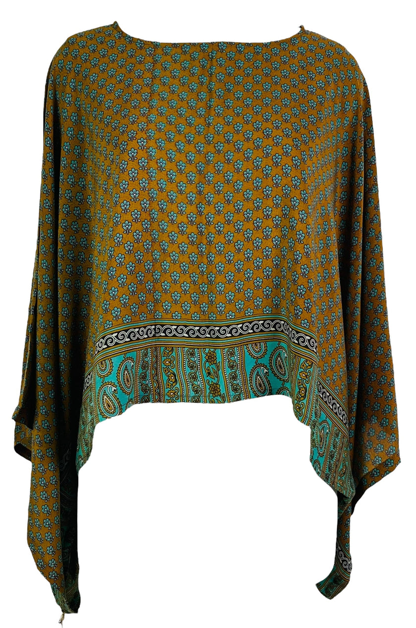 PRC7288 Avatar Pure Silk Kimono-Sleeved Top