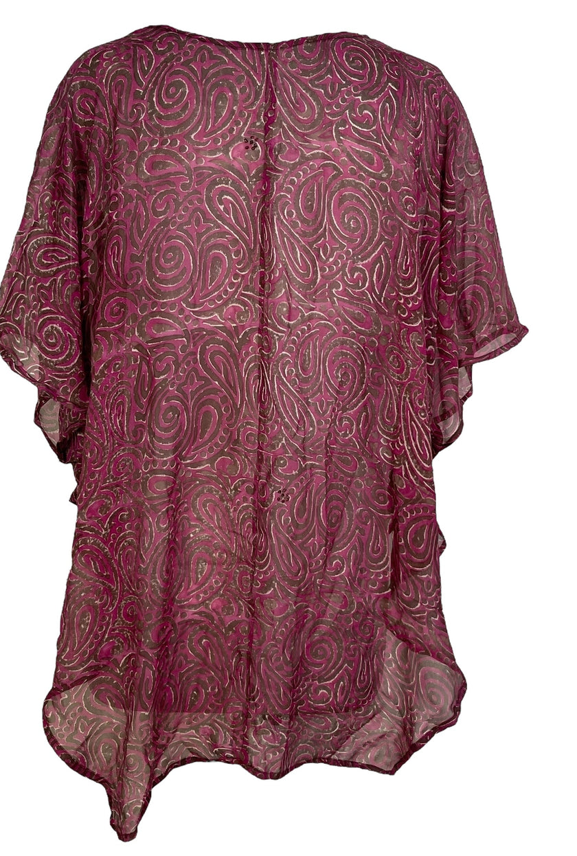 PRG7089 Sheer Avatar Pure Silk Waterfall Top