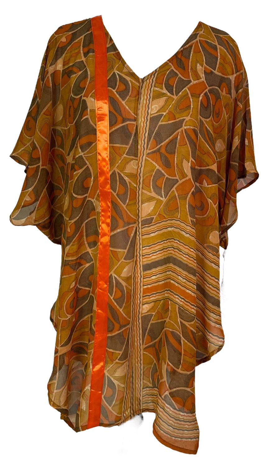 PRG7101 Sheer Avatar Pure Silk Waterfall Top