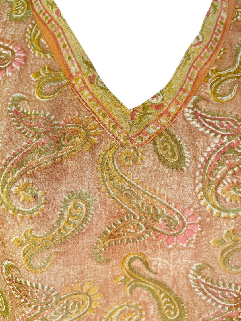 PRG7488 Sheer Avatar Pure Silk Short Kaftan Tunic without Slits