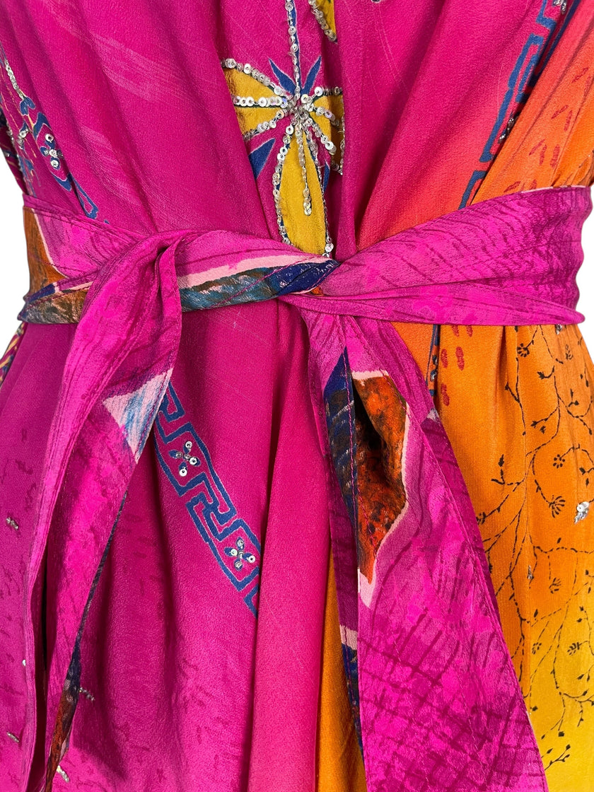 KERRI  PRC7236 Avatar Pure Silk Maxi Dress with Belt