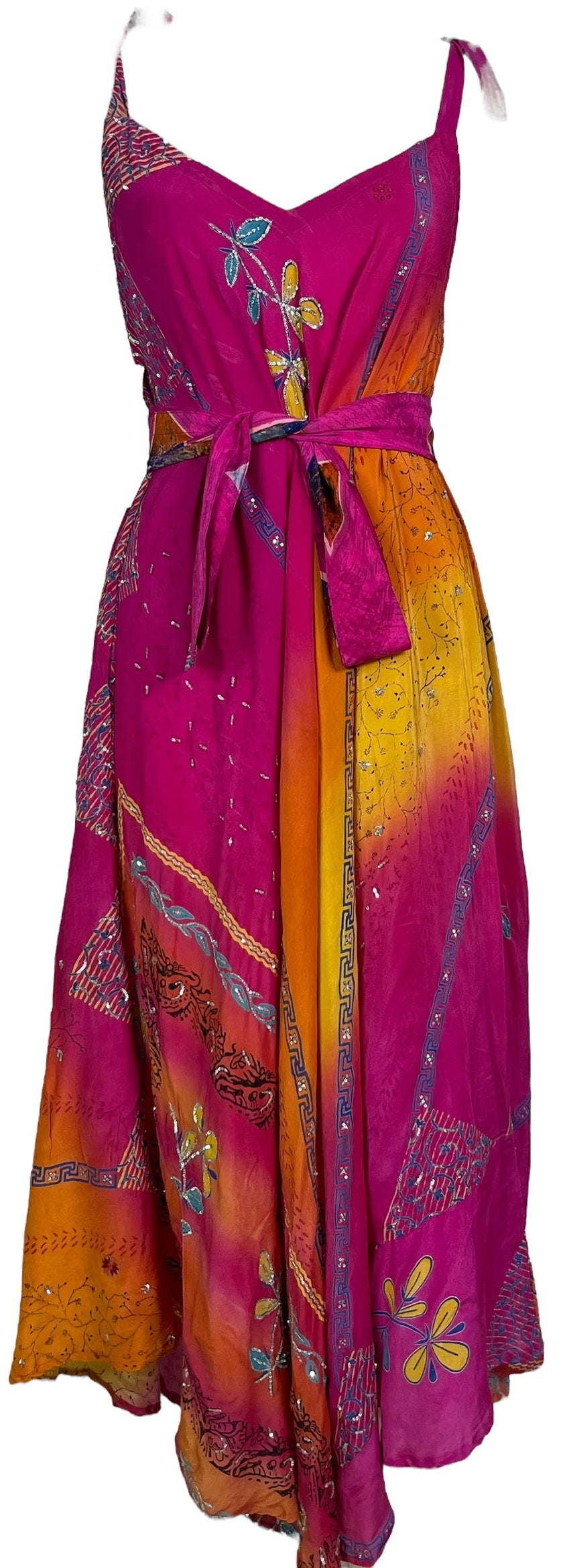 KERRI  PRC7236 Avatar Pure Silk Maxi Dress with Belt
