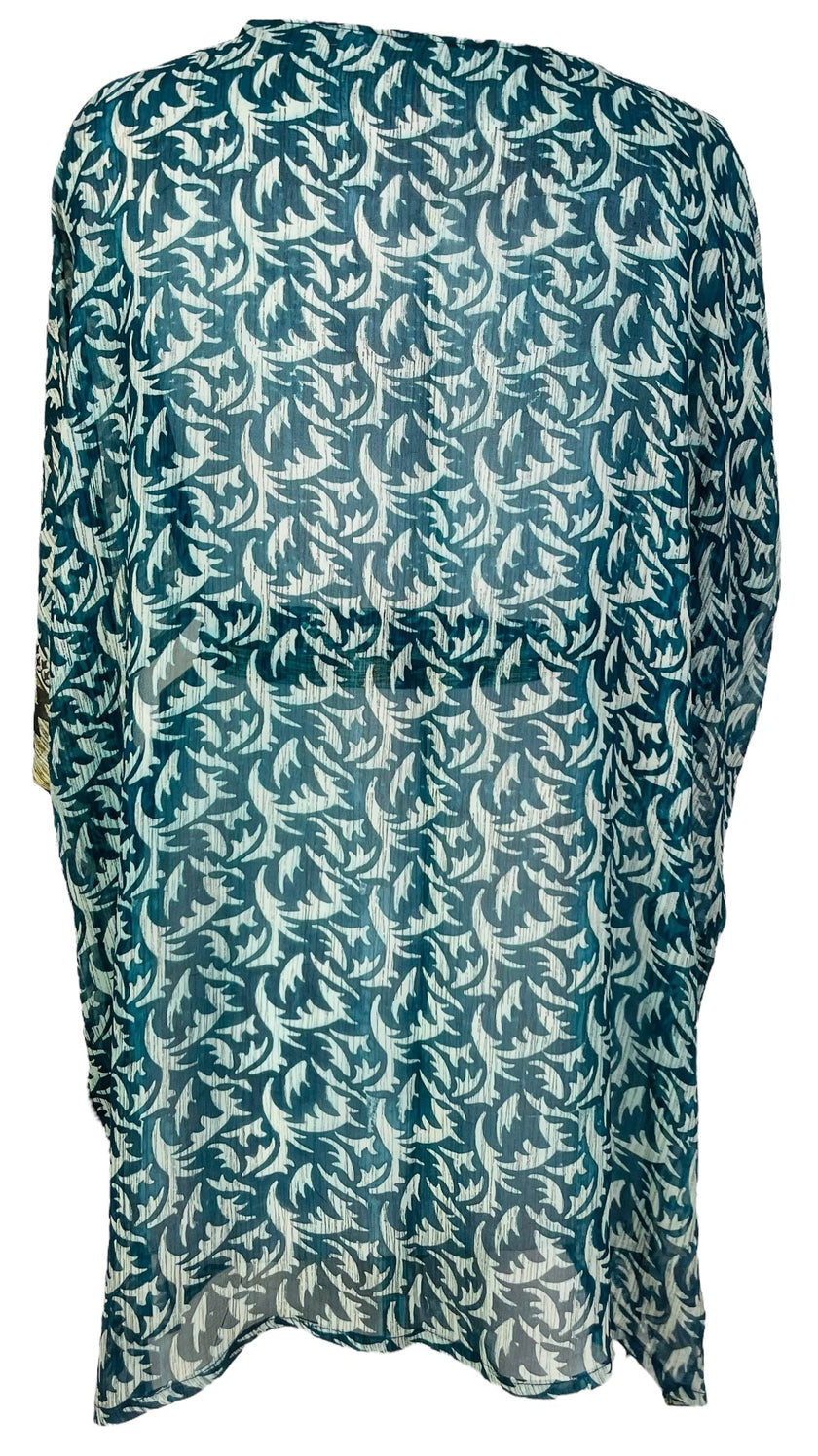 PRG7490 Sheer Avatar Pure Silk Kimono-Sleeved Jacket with Belt