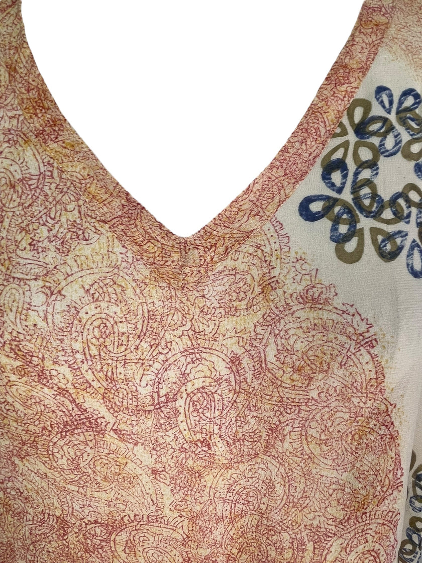 PRG7714 Sheer Avatar Pure Silk Short Kaftan Tunic with Slits